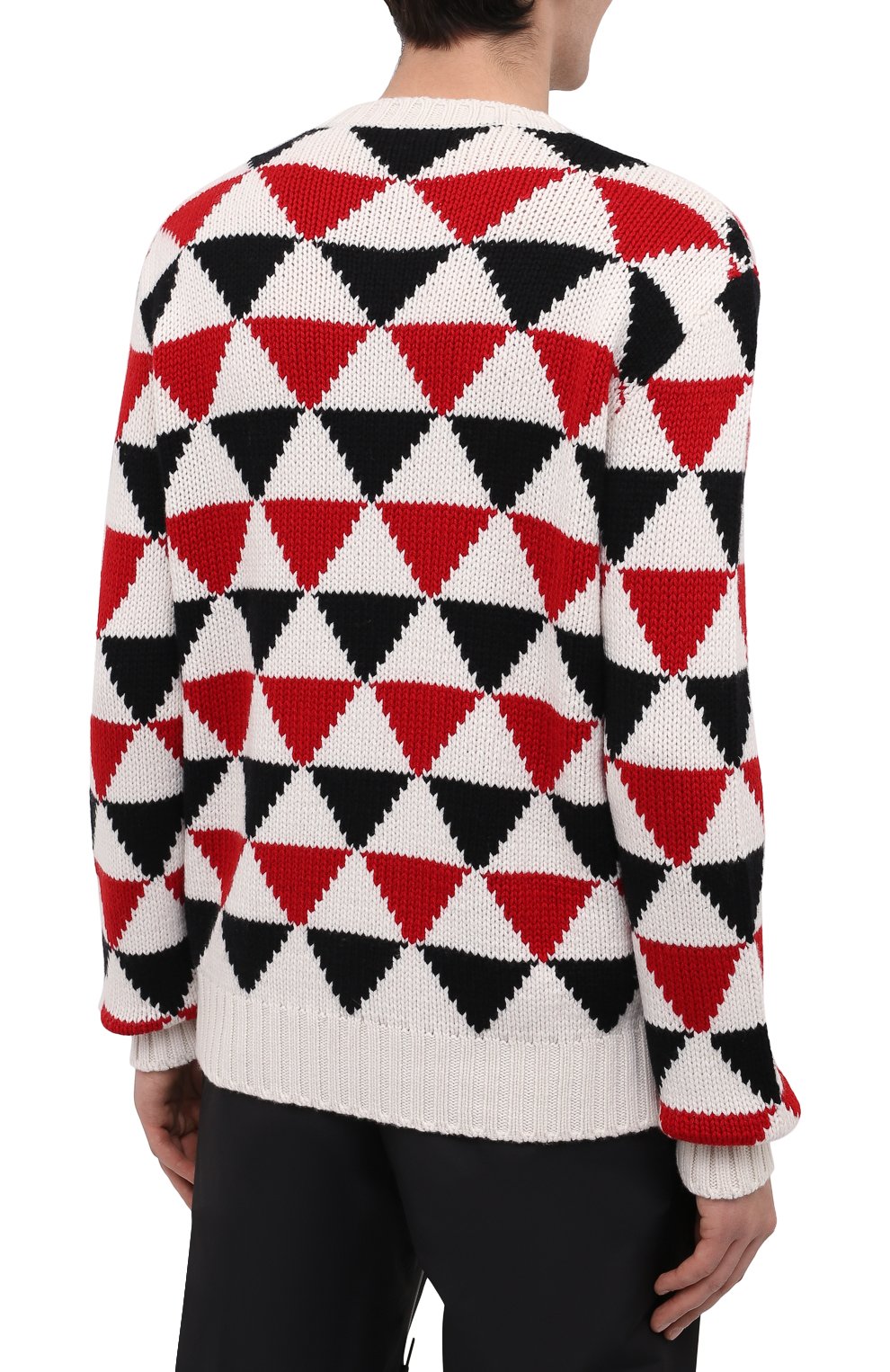 Мужской кашемировый свитер PRADA разноцветного цвета, арт. UMB338-10O6-F0N98-212 | Фото 4 (Материал внешний: Шерсть, Кашемир; Принт: С принтом; Стили: Спорт-шик; Мужское Кросс-КТ: Свитер-одежда)