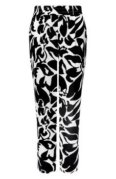 Женские шелковые брюки ESCADA черно-белого цвета, арт. 5033830 | Фото 1 (Силуэт Ж (брюки и джинсы): Широкие; Материал внешний: Шелк; Длина (брюки, джинсы): Стандартные; Женское Кросс-КТ: Брюки-одежда)