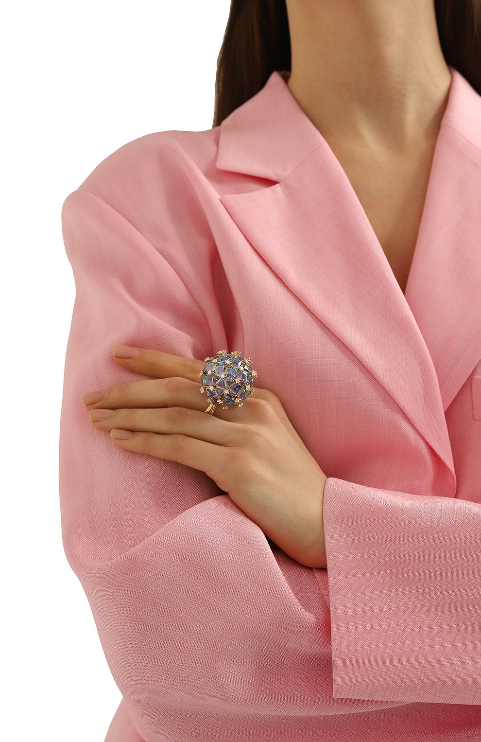Женское кольцо curiosa SWAROVSKI бирюзового цвета, арт. 5599806 | Фото 2 (Региональные ограничения белый список (Axapta Mercury): Не проставлено; Нос: Не проставлено; Материал: Металл)