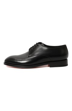 Мужские кожаные дерби SANTONI черного цвета, арт. MCJG18597PB1H0BR | Фото 4 (Материал внутренний: Натуральная кожа; Материал сплава: Проставлено; Нос: Не проставлено; Стили: Классический)