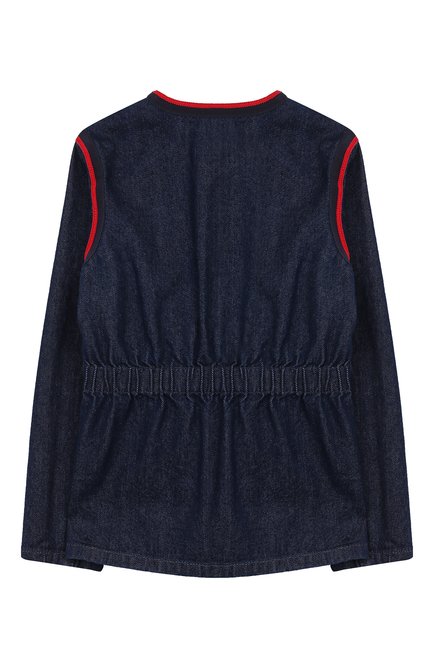 Детский джинсовый жакет GUCCI синего цвета, арт. 595874/XDA18 | Фото 2 (Рукава: Длинные; Материал внешний: Хлопок; Девочки Кросс-КТ: Жакет-одежда; Ростовка одежда: 10 - 11 лет | 140 - 146см, 12 лет | 152 см, 5 лет | 110 см, 6 лет | 116 см, 8 лет | 128 см)