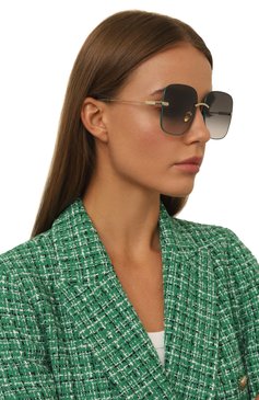Женские солнцезащитные очки CHLOÉ зеленого цвета, арт. CH0134S 001 | Фото 2 (Тип очков: С/з; Материал: Металл; Очки форма: Квадратные; Оптика Гендер: оптика-женское)