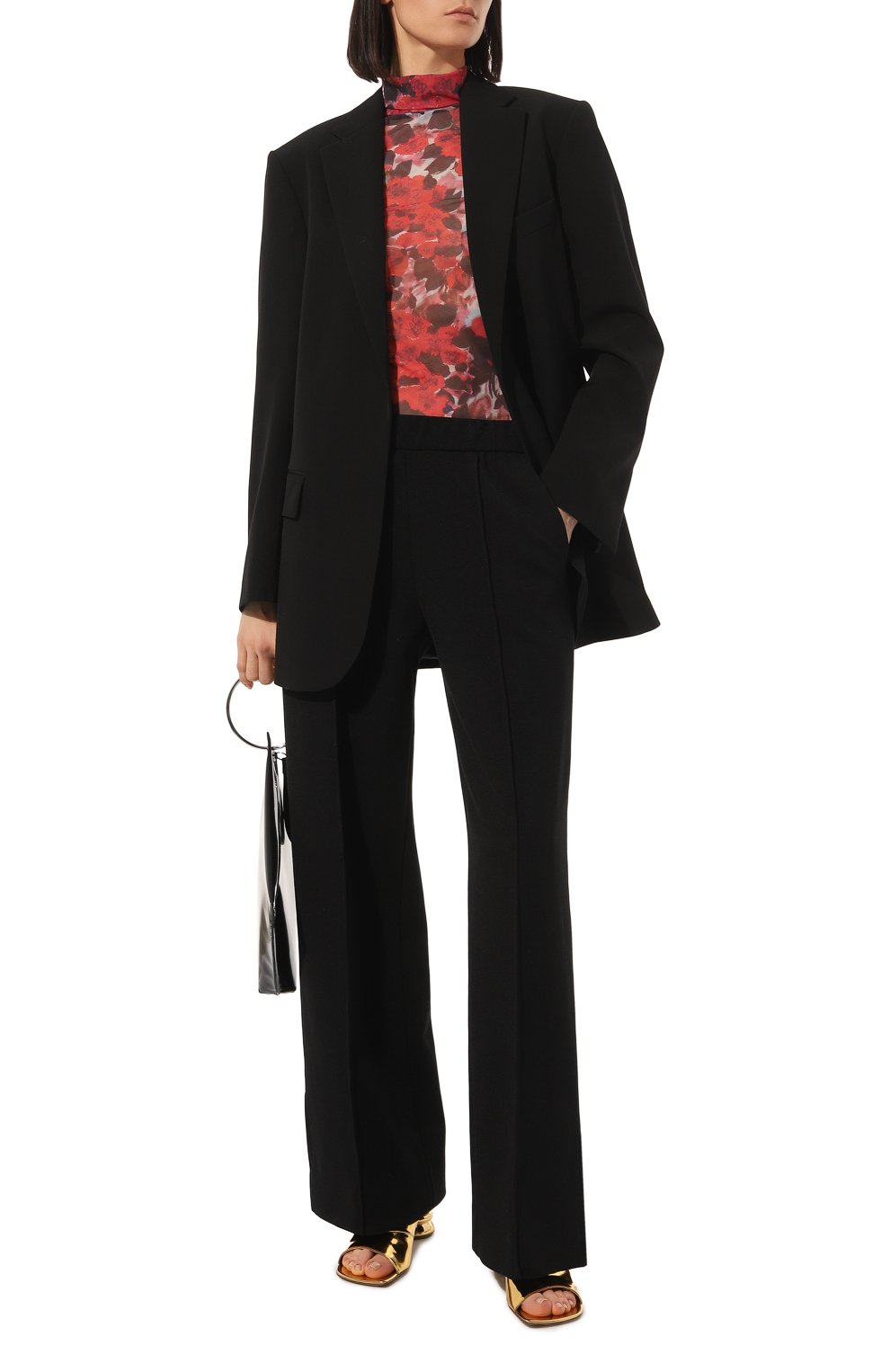 Женский жакет DRIES VAN NOTEN черного цвета, арт. 231-010403-6060 | Фото 2 (Материал внешний: Шерсть, Синтетический материал; Случай: Повседневный; 1-2-бортные: Однобортные; Материал подклада: Вискоза; Женское Кросс-КТ: Жакет-одежда; Стили: Кэжуэл)