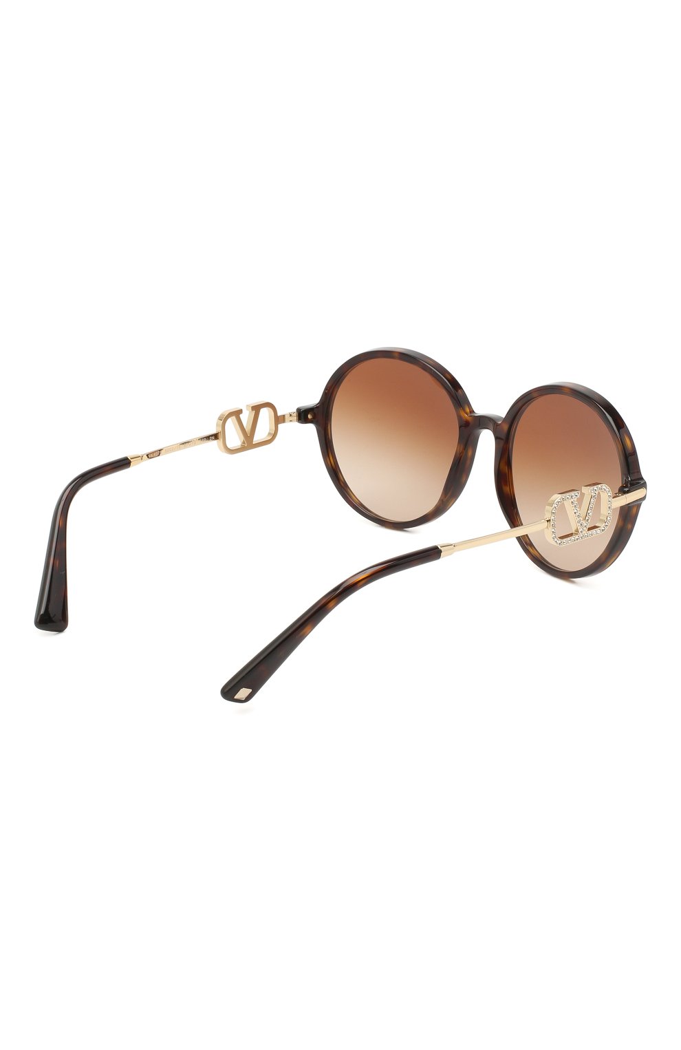 Женские солнцезащитные очки VALENTINO коричневого цвета, арт. 4075-500213 | Фото 4 (Тип очков: С/з; Оптика Гендер: оптика-женское; Очки форма: Круглые)
