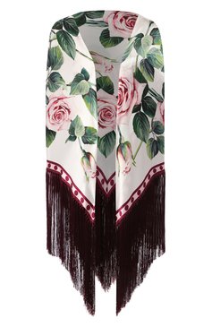 Женская шаль из смеси шелка и вискозы DOLCE & GABBANA белого цвета, арт. FS208A/GDS22 | Фото 1 (Материал: Текстиль, Шелк, Вискоза)