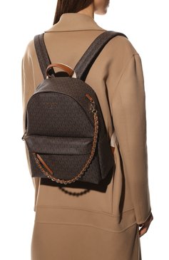 Женский рюкзак slater MICHAEL MICHAEL KORS темно-коричневого цвета, арт. 30T0G04B6B | Фото 6 (Размер: medium; Материал: Текстиль, Экокожа; Стили: Кэжуэл)
