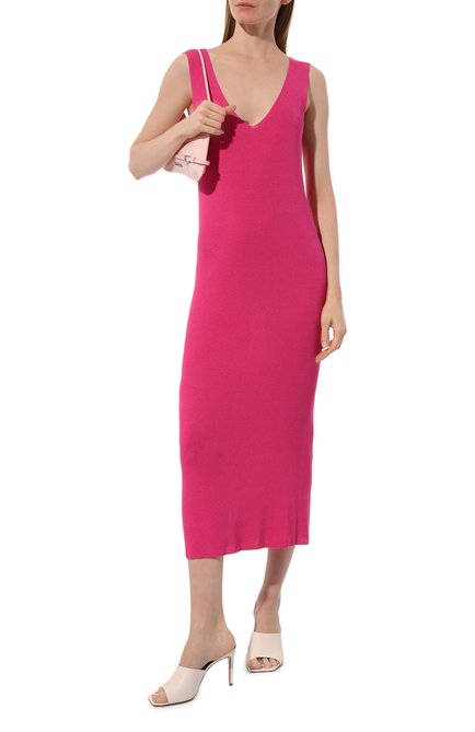 Женское платье из вискозы PIETRO BRUNELLI розового цвета, арт. AGB005/VIB88P | Фото 2 (Длина Ж (юбки, платья, шорты): Миди; Материал сплава: Проставлено; Материал внешний: Вискоза; Драгоценные камни: Проставлено)
