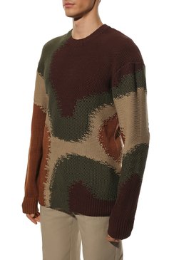 Мужской хлопковый свитер DOLCE & GABBANA разноцветного цвета, арт. GXI60T/JACMG | Фото 3 (Рукава: Длинные; Принт: С принтом; Длина (для топов): Удлиненные; Стили: Милитари; Материал внешний: Хлопок; Мужское Кросс-КТ: Свитер-одежда)