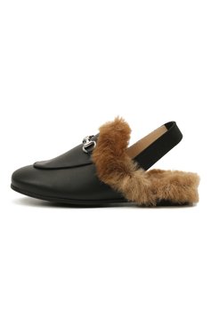 Детские кожаные сабо с меховой отделкой GUCCI черного цвета, арт. 526192/0IIK0 | Фото 2 (Материал внешний: Кожа; Девочки Кросс-КТ: Сабо; Материал внутренний: Текстиль; Длина стельки: 17,3, 17,9, 18,6, 19,3, 19,9, 20,6, 21,3)