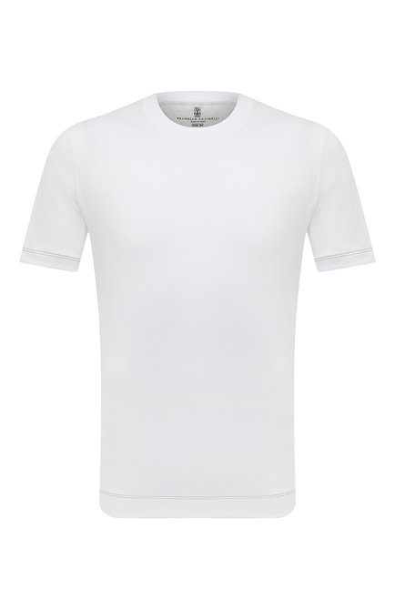 Мужская хлопковая футболка BRUNELLO CUCINELLI белого цвета, арт. M0T617107 | Фото 1 (Длина (для топов): Стандартные; Материал внешний: Хлопок; Рукава: Короткие; Принт: Без принта; Стили: Кэжуэл)