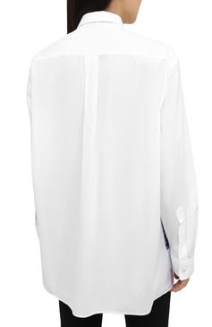 Женская хлопковая рубашка STELLA MCCARTNEY синего цвета, арт. 601943/SPN09 | Фото 4 (Рукава: Длинные; Женское Кросс-КТ: Рубашка-одежда; Принт: С принтом; Длина (для топов): Удлиненные; Материал внешний: Хлопок; Стили: Кэжуэл)