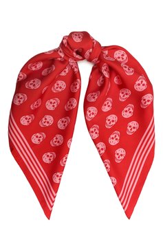 Женский шелковый платок ALEXANDER MCQUEEN красного цвета, арт. 590929/3001Q6272 | Фото 1 (Материал: Текстиль, Шелк; Материал сплава: Проставлено; Нос: Не проставлено)