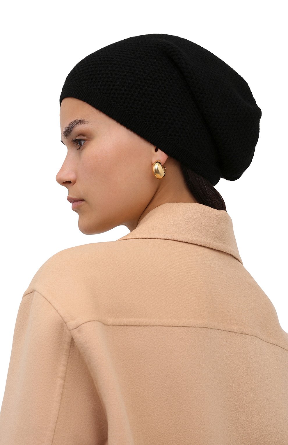 Женская кашемировая шапка INVERNI черного цвета, арт. 5263 CM | Фото 2 (Материал: Текстиль, Кашемир, Шерсть)