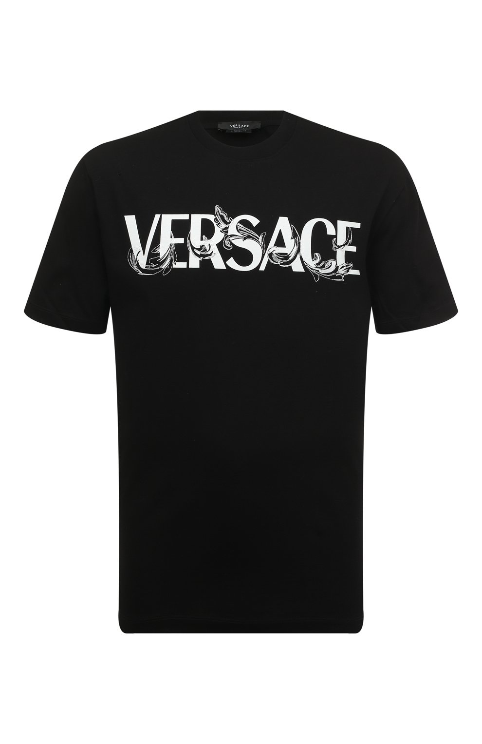 Хлопковая футболка Versace черного цвета