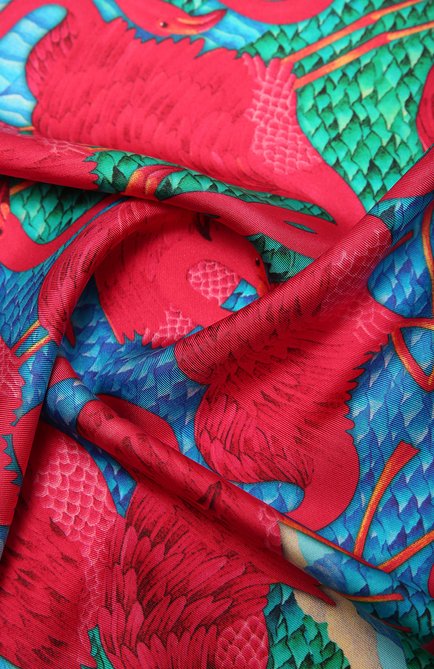 Женский шелковый платок flamingo color KIRILL OVCHINNIKOV разноцветного цвета, арт. 90\FL | Фото 2 (Материал: Текстиль, Шелк; Принт: С принтом)