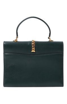 Женская сумка sylvie 1969 small GUCCI темно-зеленого цвета, арт. 602781 1DB0G | Фото 6 (Сумки-технические: Сумки top-handle; Материал: Натуральная кожа; Ремень/цепочка: На ремешке; Размер: small)