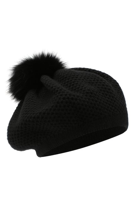 Женская кашемировая шапка INVERNI черного цвета, арт. 4732CMG1 | Фото 1 (Материал: Шерсть, Кашемир, Текстиль)
