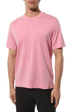 Мужская хлопковая футболка FEDELI розового цвета, арт. 6UEF0103 | Фото 3 (Принт: Без принта; Рукава: Короткие; Длина (для топов): Стандартные; Материал внешний: Хлопок; Стили: Романтичный)