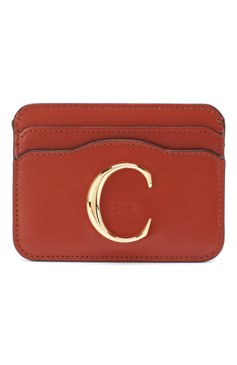 Женский кожаный футляр для кредитных карт CHLOÉ коричневого цвета, арт. CHC19UP085A37 | Фото 1 (Материал: Натуральная кожа)