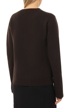 Женский шерстяной пуловер JIL SANDER коричневого цвета, арт. J02GP0043/J14506 | Фото 4 (Материал внешний: Шерсть; Рукава: Длинные; Длина (для топов): Стандартные; Женское Кросс-КТ: Пуловер-одежда; Стили: Кэжуэл)