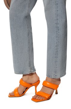 Женские кожаные мюли GIABORGHINI оранжевого цвета, арт. PERNI-03 4 196 | Фото 3 (Каблук высота: Высокий, Средний; Материал внутренний: Натуральная кожа; Каблук тип: Шпилька; Подошва: Плоская)