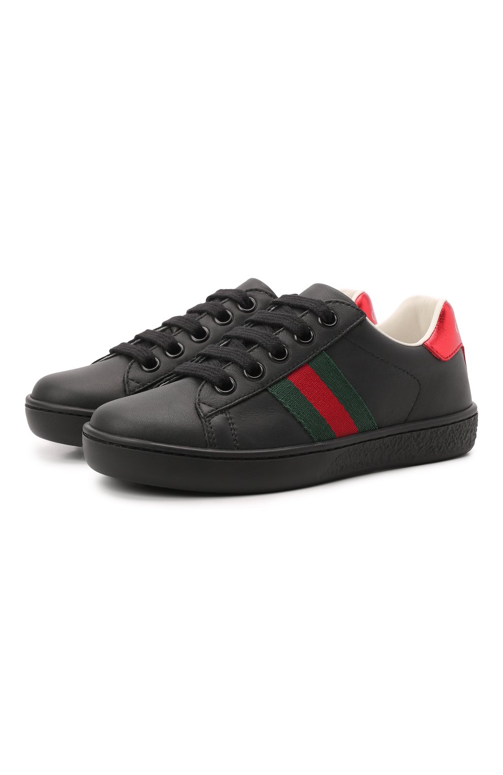 Мужского кожаные кеды GUCCI черного цвета, арт. 433148/CPWE0 | Фото 1 (Мальчики Кросс-КТ: Обувь-низкие; Статус проверки: Проверено, Проверена категория)