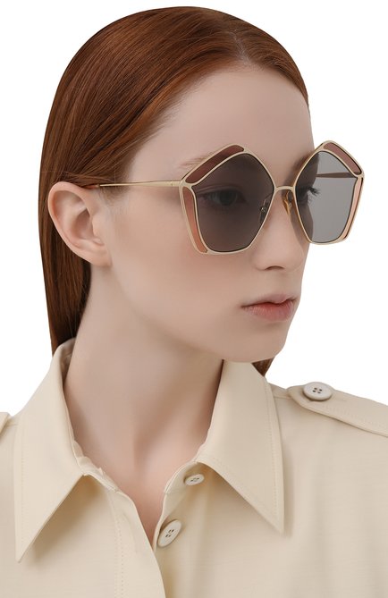 Женские солнцезащитные очки CHLOÉ бежевого цвета, арт. CH0026S | Фото 2 (Материал: Металл; Тип очков: С/з)