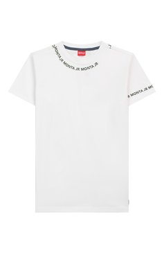 Детская хлопковая футболка MONTA JR белого цвета, арт. TARAZ | Фото 1 (Рукава: Короткие; Материал внешний: Хлопок; Мальчики Кросс-КТ: Футболка-одежда; Ростовка одежда: 6 лет | 116 см)