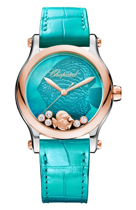 Женские часы happy fish automatic CHOPARD бесцветного цвета, арт. 278578-6001 | Фото 1 (Материал корпуса: Сталь и розовое золото; Цвет циферблата: Другое; Механизм: Автомат)