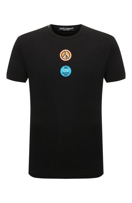 Мужская хлопковая футболка DOLCE & GABBANA черного цвета, арт. G8JX7Z/G7BZW | Фото 1 (Длина (для топов): Стандартные; Рукава: Короткие; Принт: С принтом; Стили: Кэжуэл; Материал внешний: Хлопок)