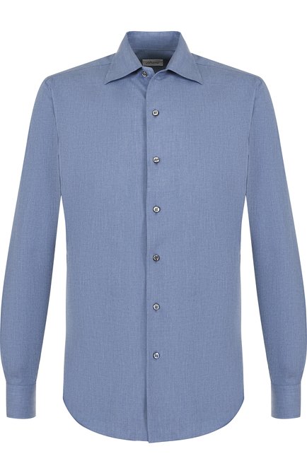 Мужская хлопковая рубашка BRIONI голубого цвета, арт. SCAE0L/05028 | Фото 1 (Длина (для топов): Стандартные; Рукава: Длинные; Материал внешний: Хлопок; Статус проверки: Проверено, Проверена категория; Случай: Повседневный; Воротник: Кент; Манжеты: На пуговицах; Принт: Однотонные)