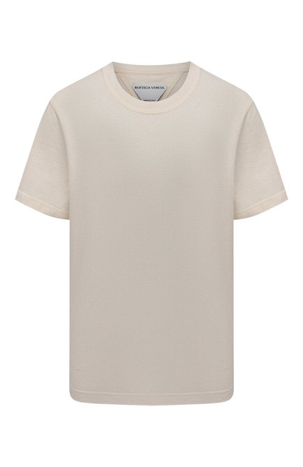 Женская хлопковая футболка BOTTEGA VENETA светло-бежевого цвета по цене 31650 руб., арт. 649060/VF1U0 | Фото 1