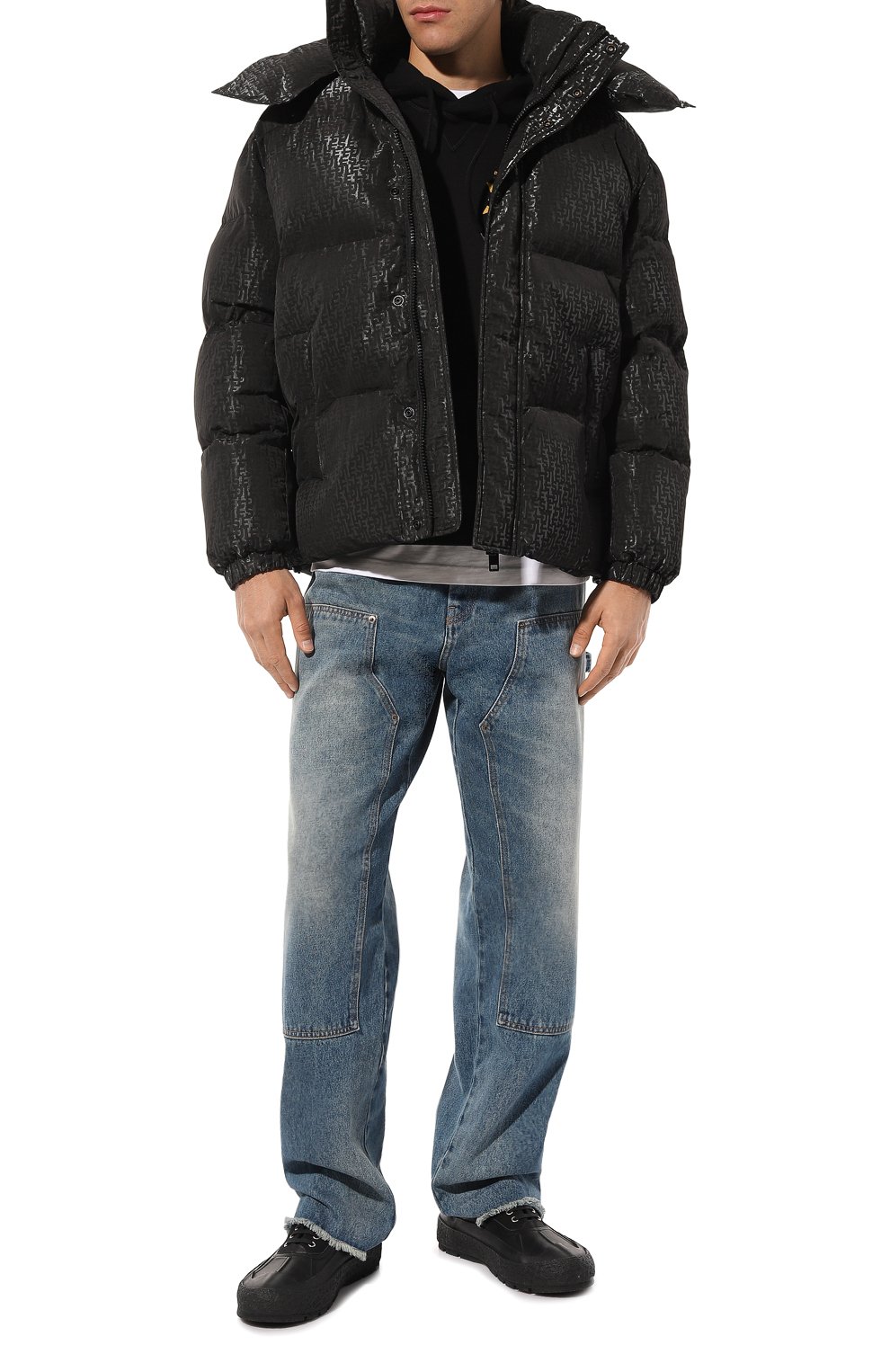 Мужская утепленная куртка DIESEL черного цвета, арт. A10489/0DNAU | Фото 2 (Кросс-КТ: Куртка; Рукава: Длинные; Материал внешний: Синтетический материал; Мужское Кросс-КТ: утепленные куртки; Материал сплава: Проставлено; Материал подклада: Синтетический материал; Драгоценные камни: Проставлено; Длина (верхняя одежда): Короткие; Стили: Кэжуэл)