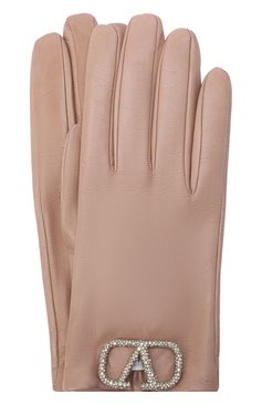 Женские кожаные перчатки VALENTINO бежевого цвета, арт. UW2GDA00/NEB | Фото 1 (Материал: Натуральная кожа)