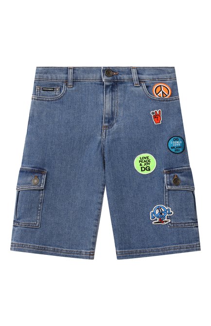 Детские джинсовые шорты DOLCE & GABBANA синего цвета, арт. L42Q98/LDA09/8-14 | Фото 1 (Материал внешний: Хлопок; Кросс-КТ: Деним; Региональные ограничения белый список (Axapta Mercury): RU)