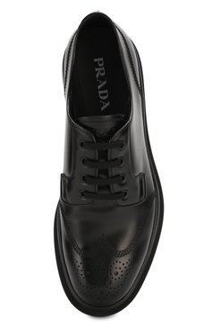 Мужские кожаные дерби PRADA черного цвета, арт. 2EG299-B4L-F0002 | Фото 5 (Мужское Кросс-КТ: Броги-обувь; Стили: Классический)