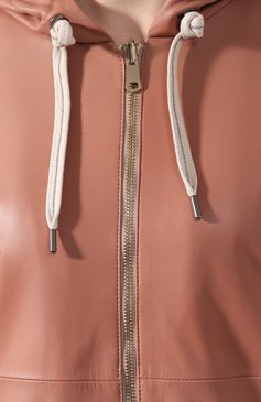 Женская кожаная куртка BRUNELLO CUCINELLI розового цвета, арт. MPTAN8447 | Фото 5 (Кросс-КТ: Куртка; Рукава: Длинные; Длина (верхняя одежда): До середины бедра; Материал внешний: Натуральная кожа; Женское Кросс-КТ: Замша и кожа; Материал подклада: Хлопок)