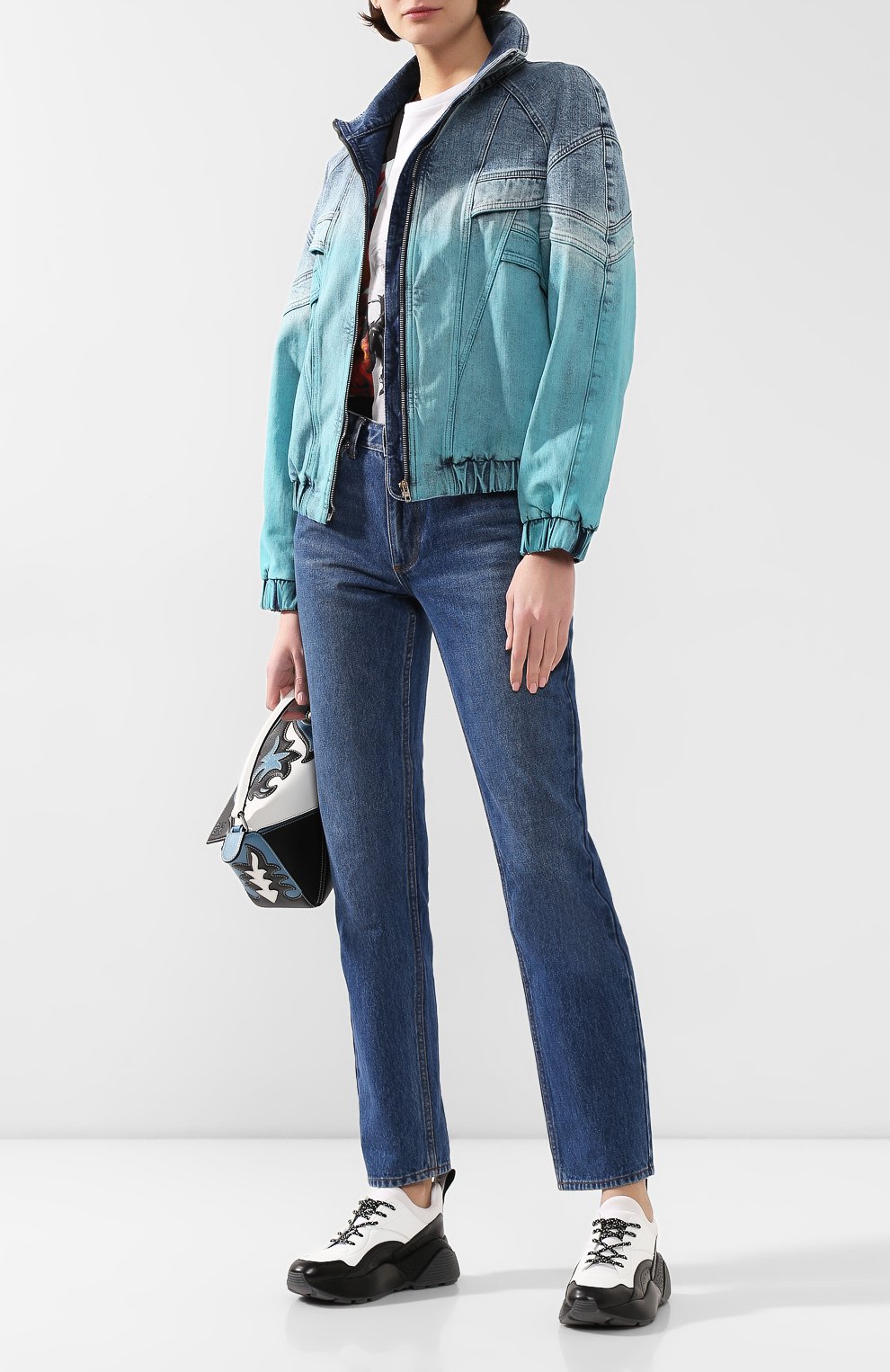 Женская джинсовая куртка STELLA MCCARTNEY голубого цвета, арт. 600319/SNH56 | Фото 2 (Кросс-КТ: Куртка, Деним; Рукава: Длинные; Материал внешний: Хлопок, Деним; Материал подклада: Синтетический материал; Длина (верхняя одежда): Короткие; Статус проверки: Проверена категория)