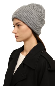 Женская шапка из шерсти и кашемира ADDICTED серого цвета, арт. MK924 | Фото 2 (Материал: Текстиль, Шерсть)