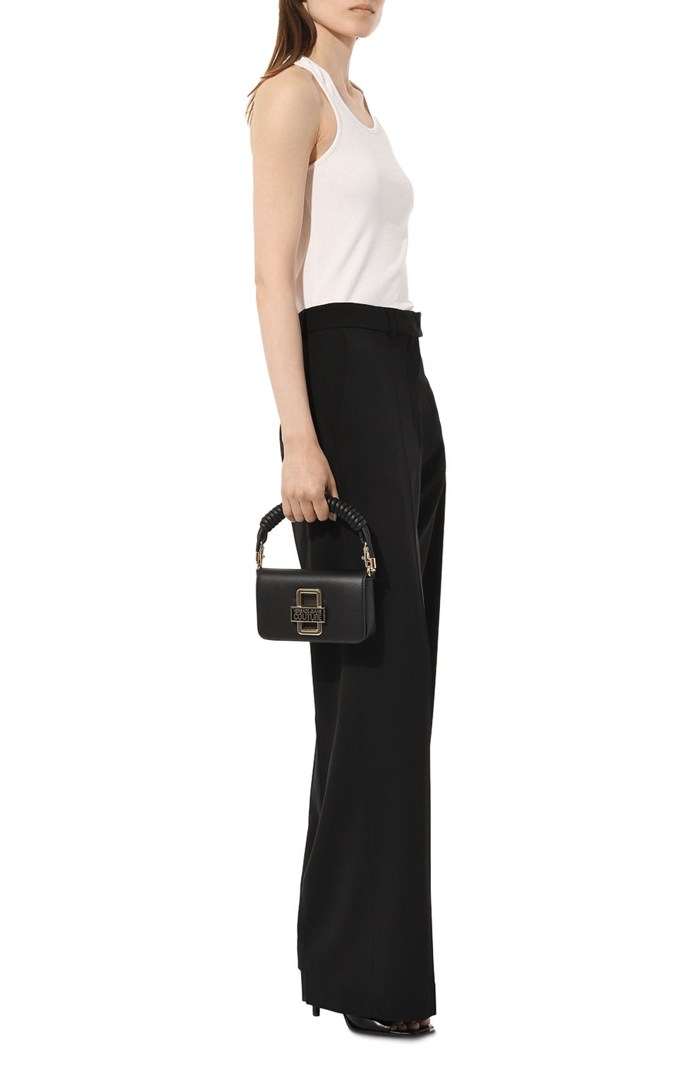 Женская сумка VERSACE JEANS COUTURE черного цвета, арт. 74VA4BR2/ZS585 | Фото 7 (Сумки-технические: Сумки top-handle; Материал: Текстиль)