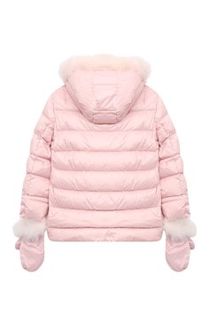 Детская комплект из куртки и варежек YVES SALOMON ENFANT розового цвета, арт. 21WEM012XXD0SW/4-6 | Фото 2 (Кросс-КТ: Зима; Девочки Кросс-КТ: Пуховик-верхняя одежда; Рукава: Длинные; Материал внешний: Синтетический материал; Региональные ограничения белый список (Axapta Mercury): RU; Материал сплава: Проставлено; Материал подклада: Синтетический материал; Драгоценные камни: Проставлено; Материал утеплителя: Пух и перо; Ростовка одежда: 4 года | 104 см, 6 лет | 116 см)