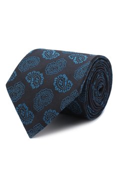 Мужской шелковый галстук ZEGNA COUTURE черного цвета, арт. Z8C01/15C | Фото 1 (Принт: С принтом; Материал: Текстиль, Шелк; Материал сплава: Проставлено; Нос: Не проставлено)