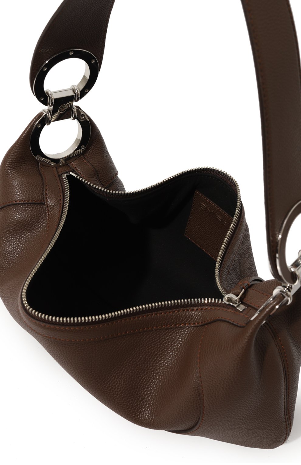 Женская сумка amira BY FAR темно- коричневого цвета, арт. 23PFAMASBERSGCLAR/NS | Фото 5 (Сумки-технические: Сумки top-handle; Материал: Натуральная кожа; Материал сплава: Проставлено; Драгоценные камни: Проставлено; Размер: large)