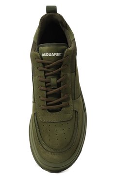 Мужские комбинированные кеды DSQUARED2 хаки цвета, арт. SNM0278 09704375 | Фото 6 (Материал внешний: Текстиль; Материал внутренний: Натуральная кожа, Текстиль; Материал сплава: Проставлено; Стили: Классический; Материал утеплителя: Без утеплителя; Подошва: Массивная; Драгоценные камни: Проставлено)