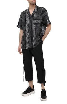 Мужская шелковая рубашка DOLCE & GABBANA черно-белого цвета, арт. G5FX9T/IS1HD | Фото 2 (Материал внешний: Шелк; Рубашки М: Regular Fit; Рукава: Короткие; Случай: Повседневный; Длина (для топов): Стандартные; Принт: С принтом; Региональные ограничения белый список (Axapta Mercury): RU; Воротник: Отложной; Стили: Бохо)