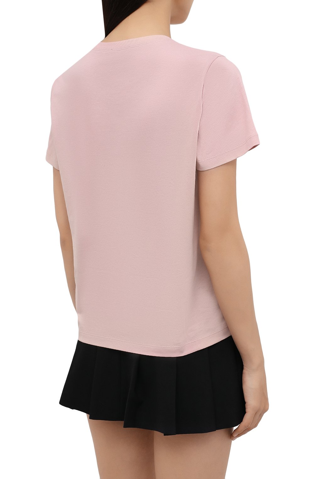 Женская хлопковая футболка REDVALENTINO светло-розового цвета, арт. WR3MG11C/61U | Фото 4 (Рукава: Короткие; Длина (для топов): Стандартные; Принт: С принтом; Материал внешний: Хлопок; Стили: Спорт-шик; Женское Кросс-КТ: Футболка-одежда)