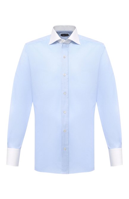 Мужская хлопковая сорочка TOM FORD голубого цвета по цене 57250 руб., арт. QFT192/94SWAX | Фото 1