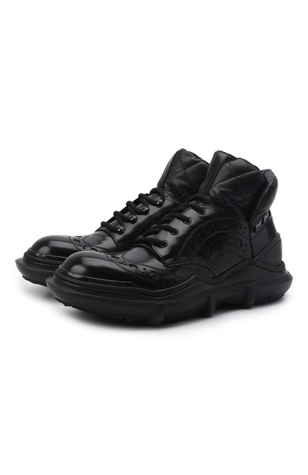 Мужски е кожаные ботинки DOLCE & GABBANA черного цвета по цене 108500 руб., арт. A10701/AQ380 | Фото 1