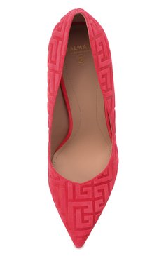 Женские замшевые туфли BALMAIN розового цвета, арт. XN1UA517/LMMS | Фото 6 (Каблук высота: Высокий; Материал внутренний: Натуральная кожа; Материал сплава: Проставлено; Каблук тип: Шпилька; Подошва: Плоская; Драгоценные камни: Проставлено; Материал внешний: Замша)