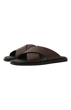Мужские кожаные шлепанцы PRADA коричневого цвета, арт. 2X3029-3E0N-F0038 | Фото 1